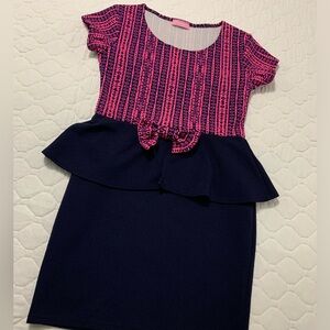 Girls Dress Size 7-8 Colors Navy Blue and Coral